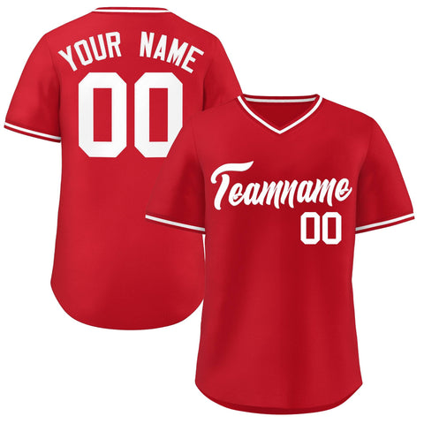 Custom Red Classic Style V-Neck Authentic Pullover Baseball Jersey