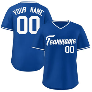 Maillot de baseball personnalisé à col en V, style classique Royal White-Royal, pull authentique, personnalisé