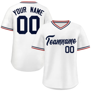 Maillot de baseball authentique à col en V de style classique blanc personnalisé