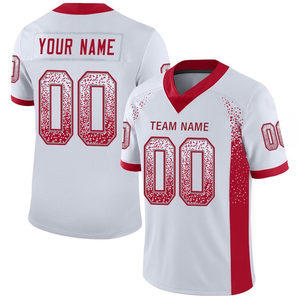 Custom White Red-Gray Drift Fashion Mesh Authentic Football Jersey