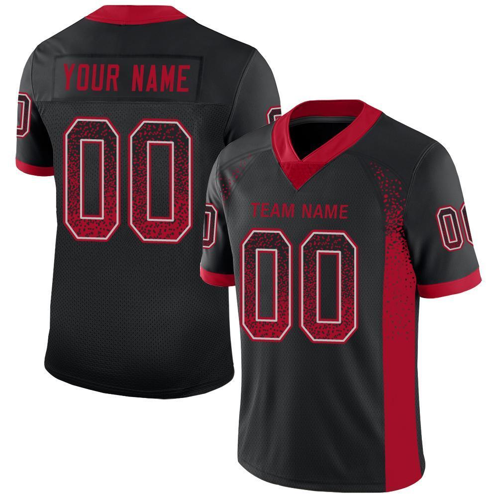 Custom Black Red-Gray Drift Fashion Mesh Authentic Football Jersey