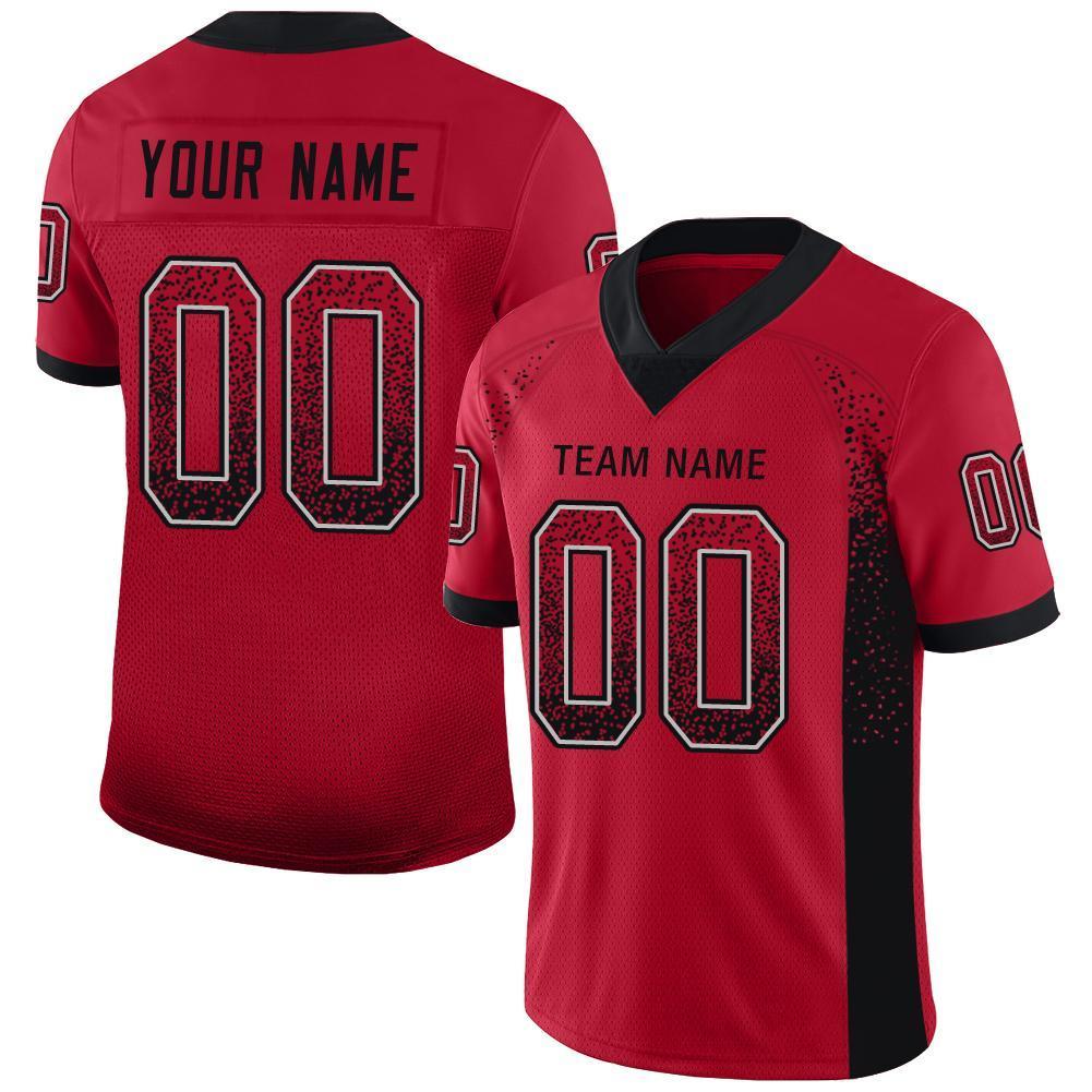 Custom Red Black-Gray Drift Fashion Mesh Authentic Football Jersey