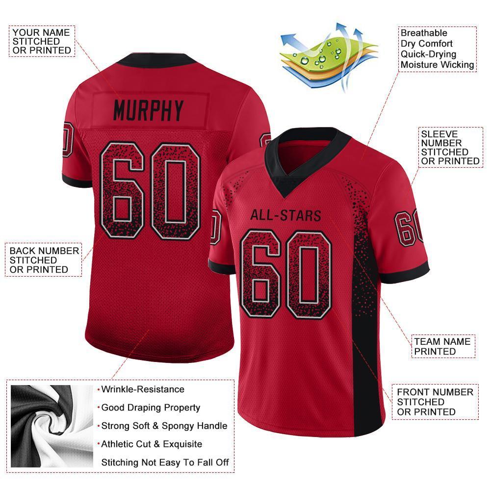 Custom Red Black-Gray Drift Fashion Mesh Authentic Football Jersey