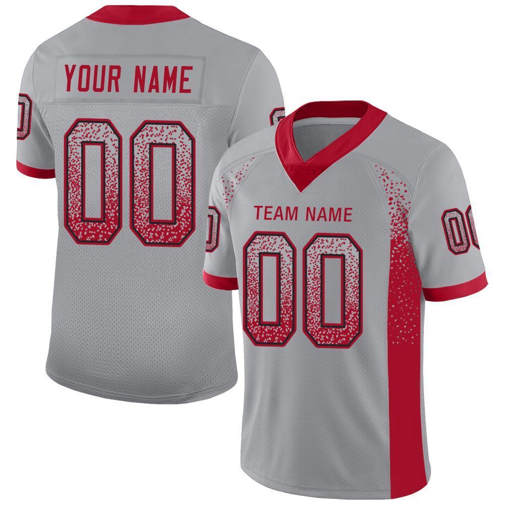 Custom Light Gray Red-Black Drift Fashion Mesh Authentic Football Jersey