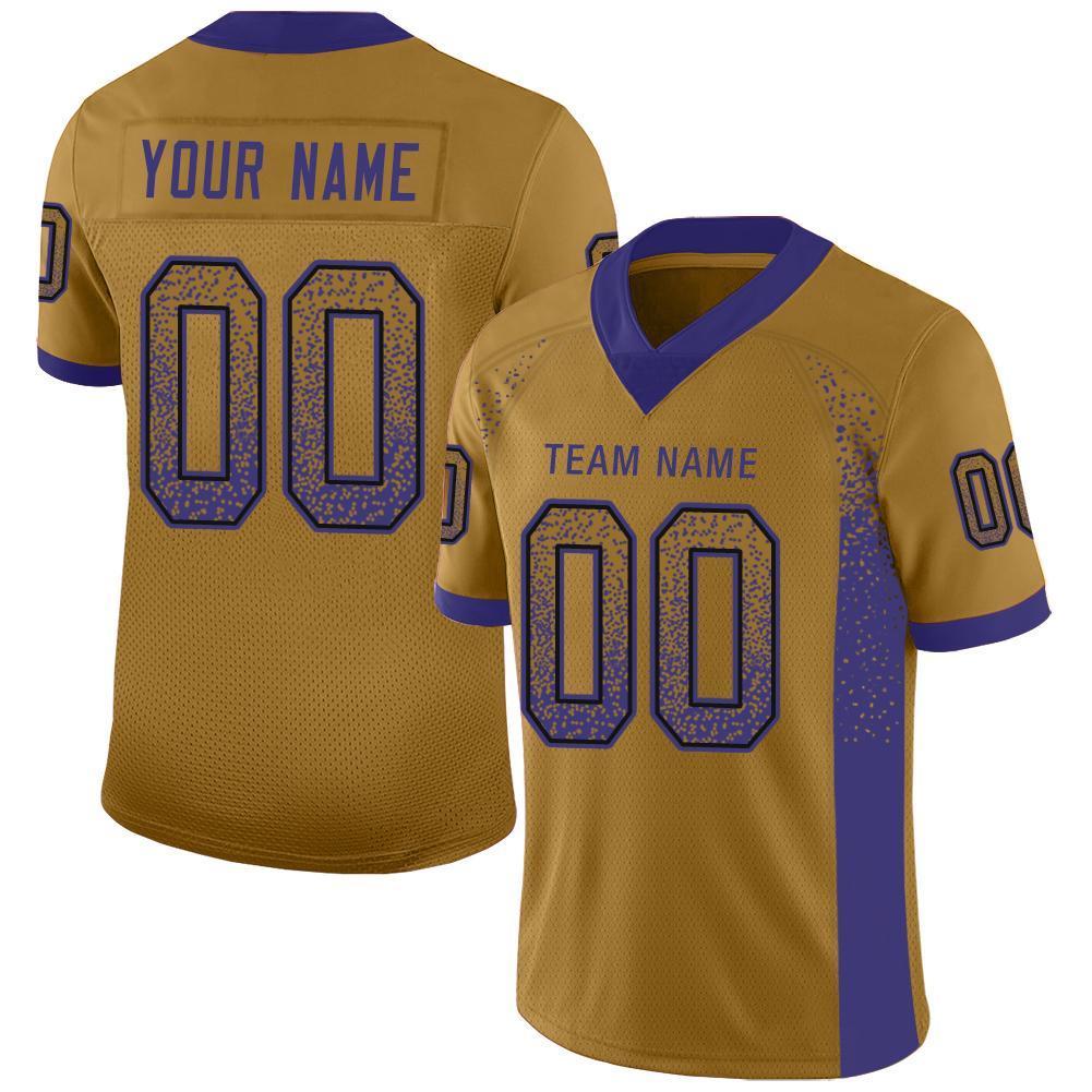 Custom Old Gold Purple-Black Drift Fashion Mesh Authentic Football Jersey