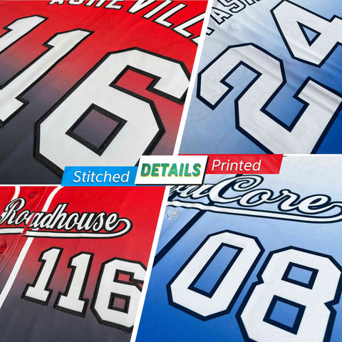 Custom Red Black-White Gradient Stripe Fashion Authentic Baseball Jersey