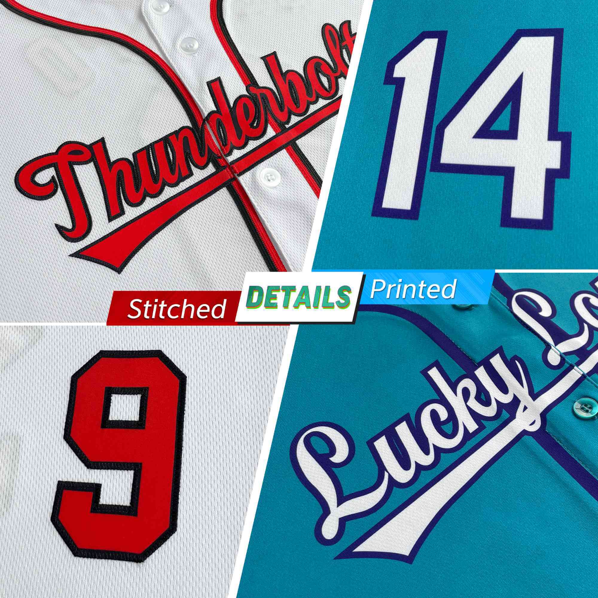 baseball jerseys stitched & printed details