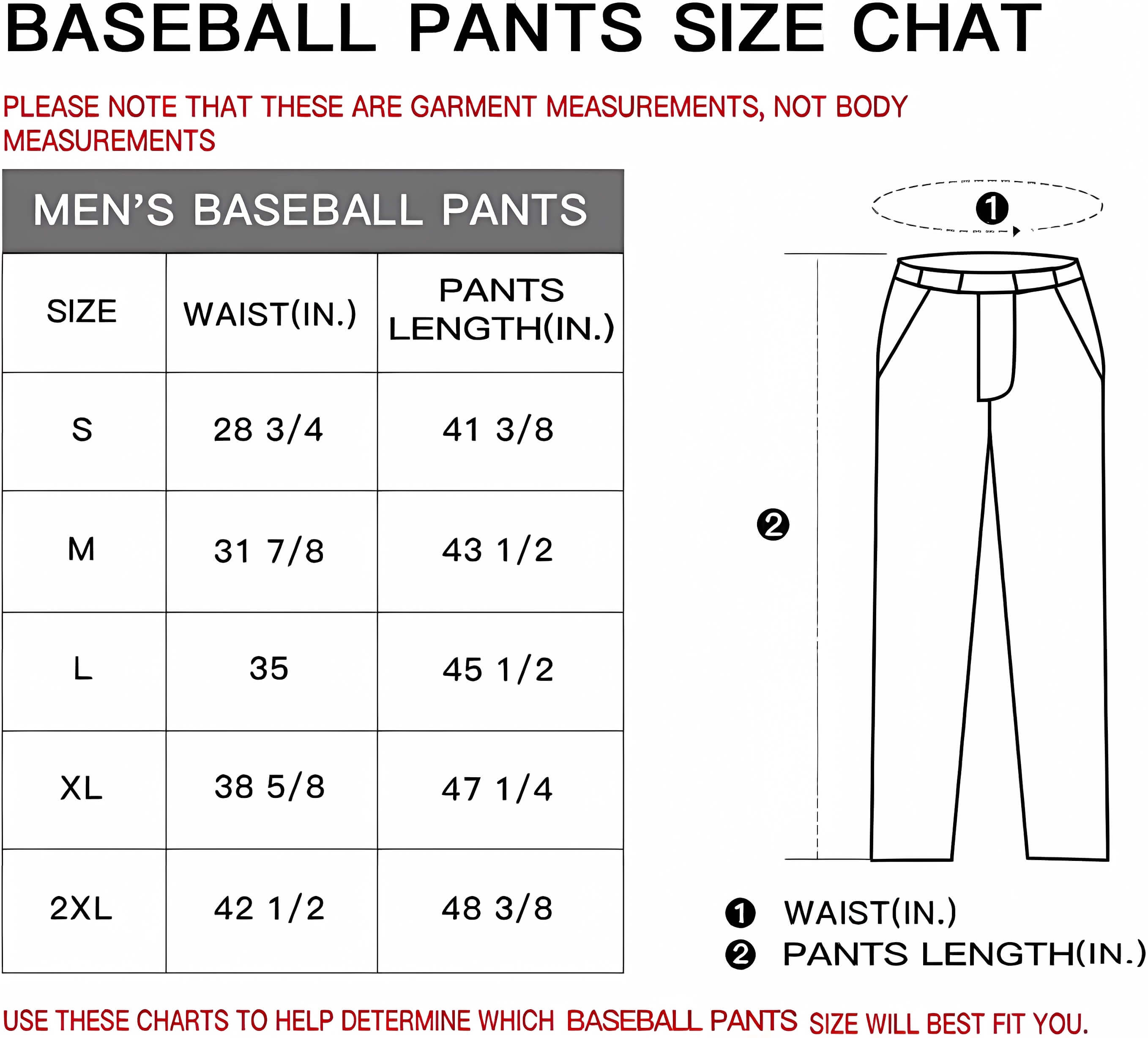 Baseball Pants Sizes