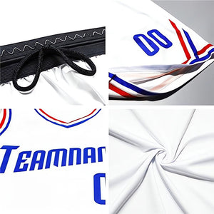 Custom White Red-Royal Graffiti Pattern Sets Claw Element Basketball Jersey