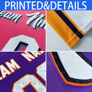 Maillot de basket-ball classique personnalisé violet orange-blanc