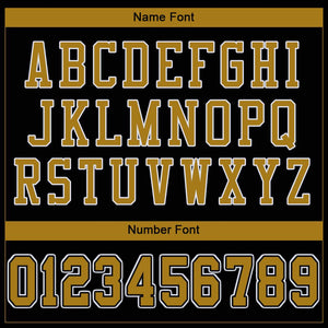 Custom Black Old Gold-White Classic Style Mesh Authentic Football Jersey