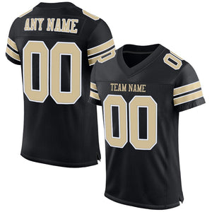 Custom Black Vegas Gold-White Classic Style Mesh Authentic Football Jersey