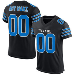 Custom Black Panther Blue-White Classic Style Mesh Authentic Football Jersey