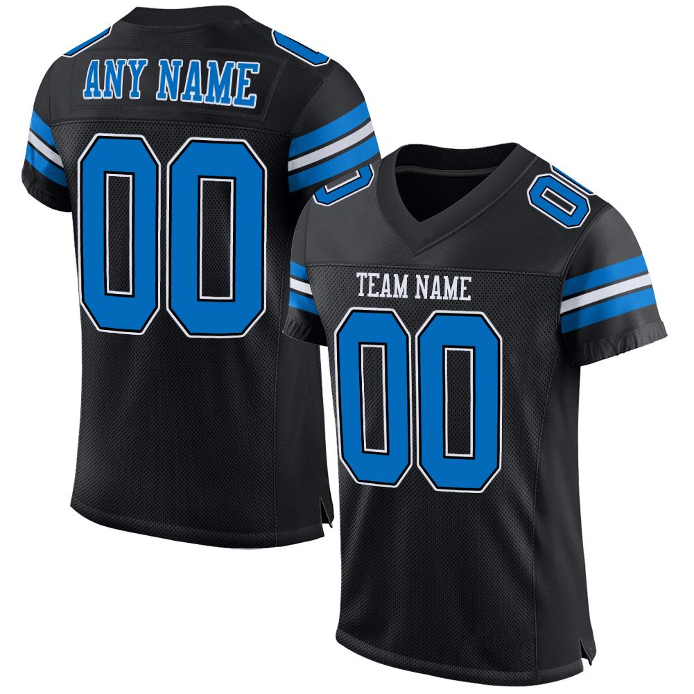 Custom Black Panther Blue-White Classic Style Mesh Authentic Football Jersey