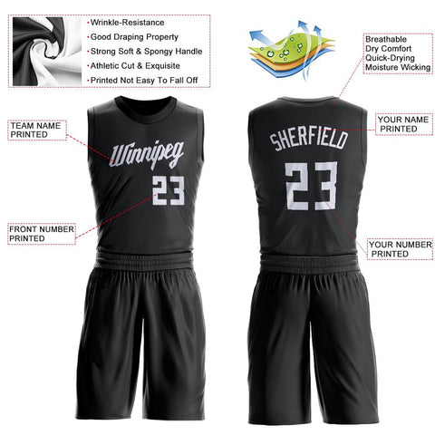 Custom Black White Classic Sets Basketball Jersey