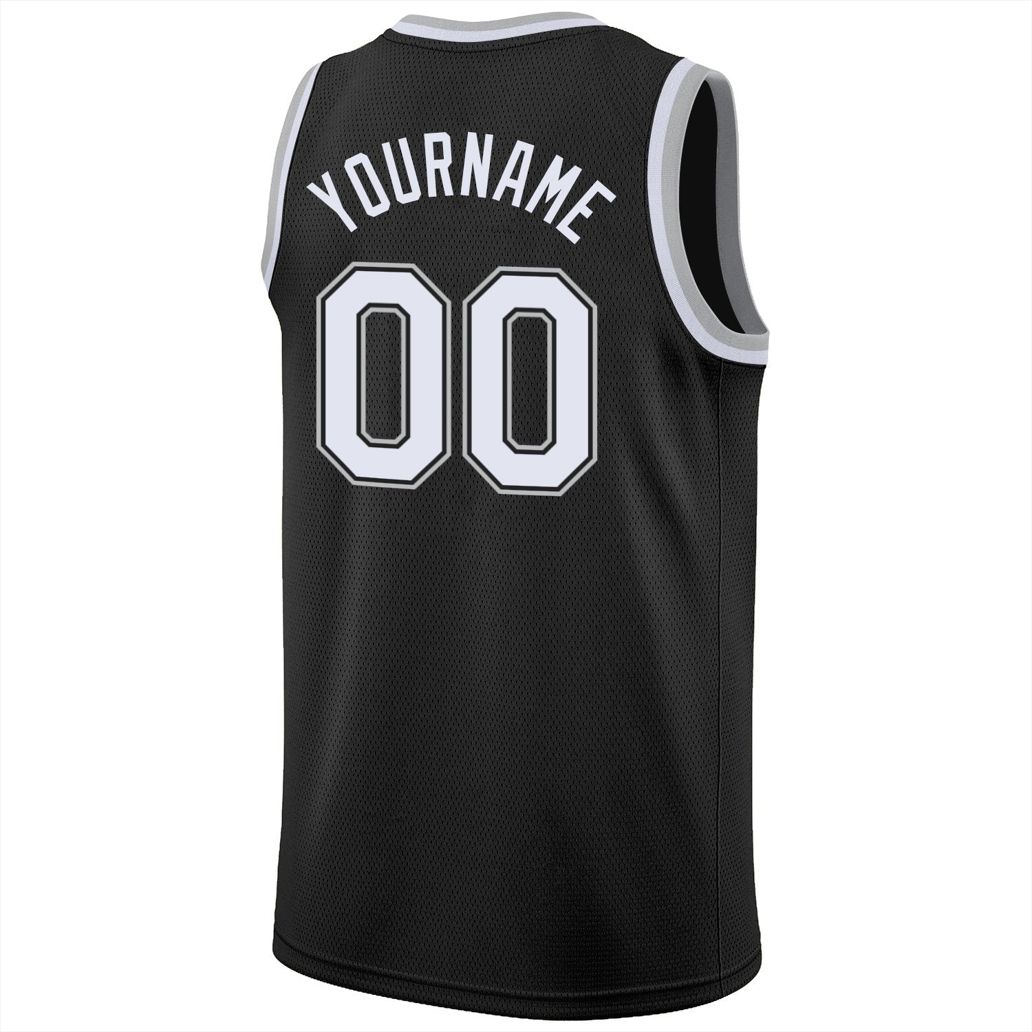 Maillot de basket-ball respirant, haut classique noir blanc-gris personnalisé