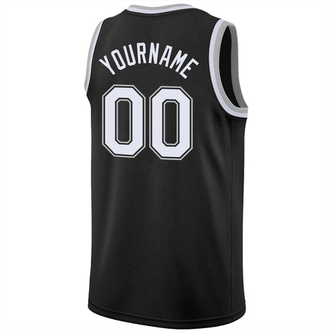 Custom Black White-Gray Classic Tops Breathable Basketball Jersey
