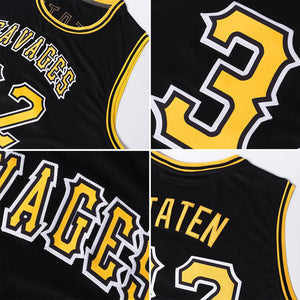 Custom Black Yellow-White Classic Tops Breathable Basketball Jersey