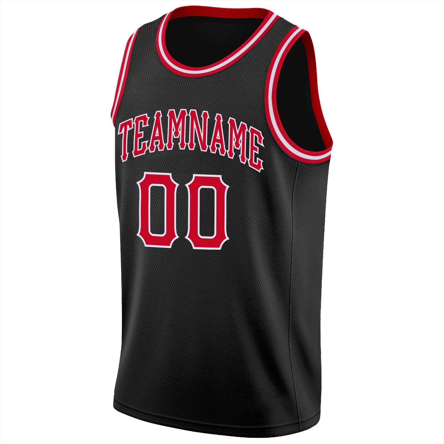 Maillot de basket-ball respirant personnalisé, haut classique noir rouge-blanc