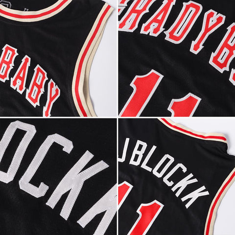 Custom Black Red-Cream Classic Tops Authentic Basketball Jersey