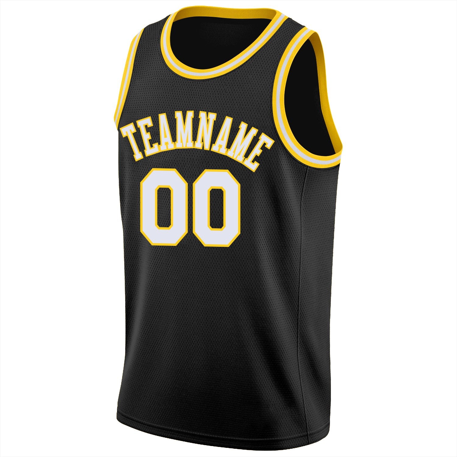 Custom Black White-Yellow Classic Tops Breathable Basketball Jersey