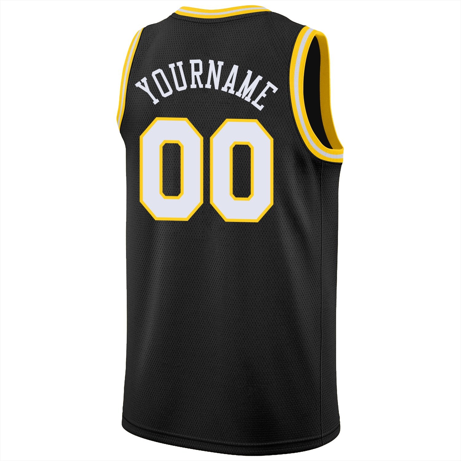 Custom Black White-Yellow Classic Tops Breathable Basketball Jersey