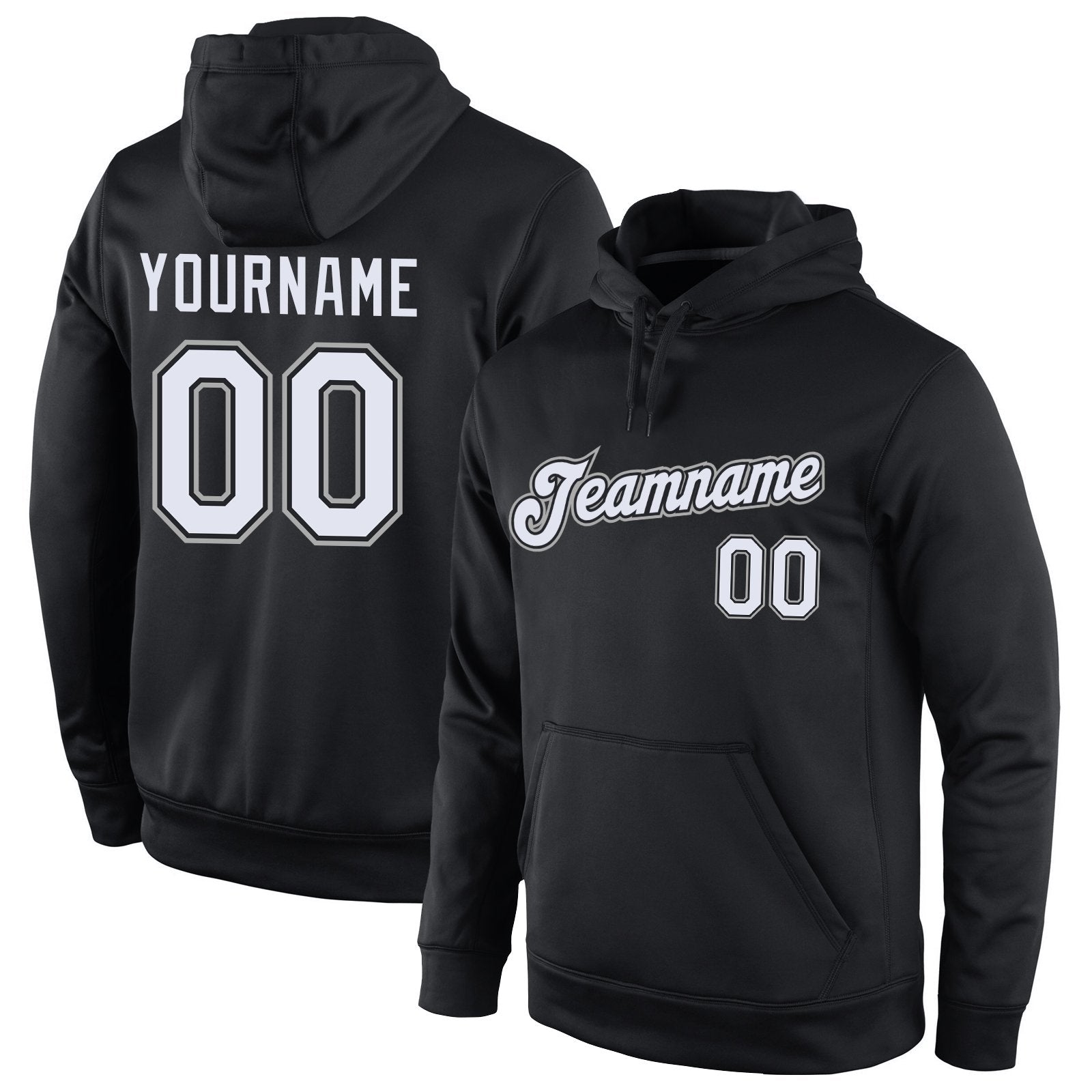 Custom Black White-Gray Classic Style Uniform Pullover Fashion Hoodie