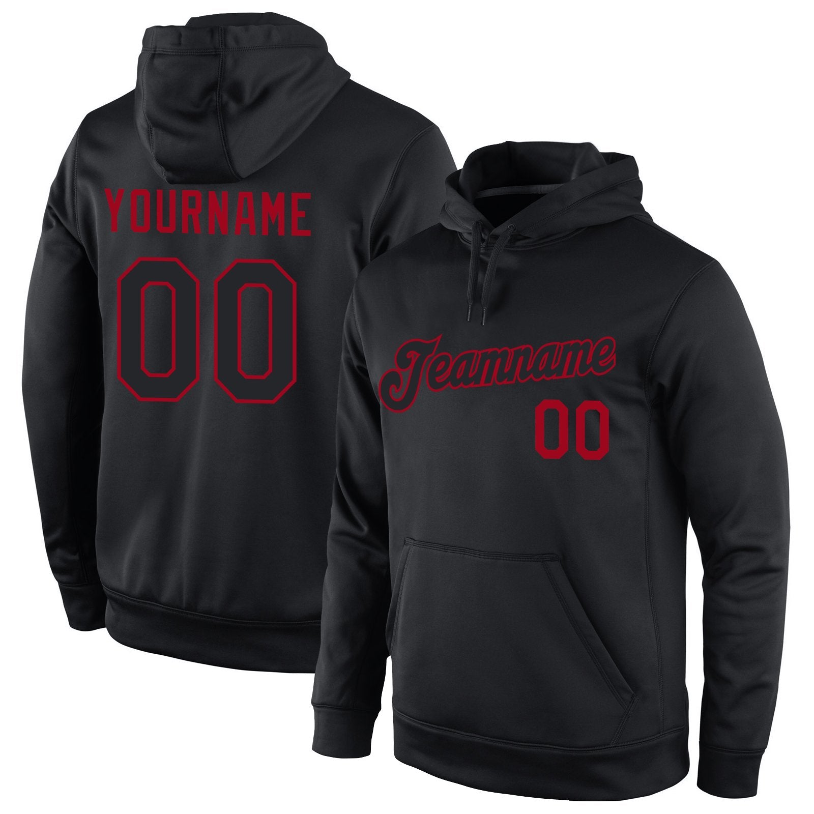 Custom Black Red Classic Style Pullover Sport Fashion Hoodie Uniform