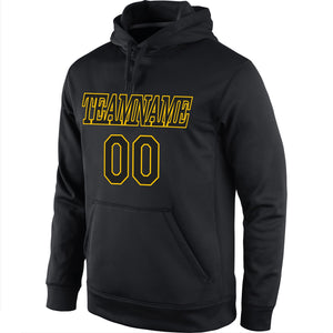 Custom Black Yellow Classic Style Pullover Sport Fashion Hoodie Uniform