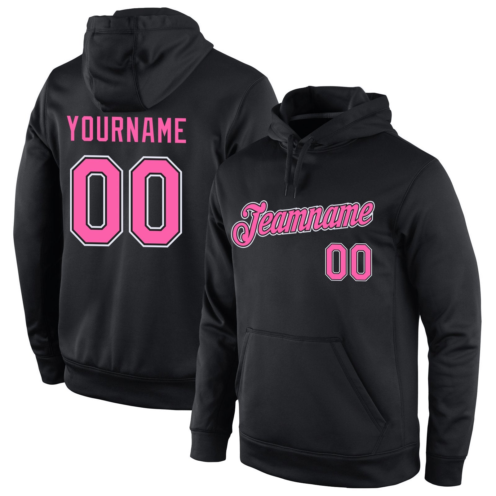 Custom Black Pink-White Classic Style Uniform Pullover Fashion Hoodie