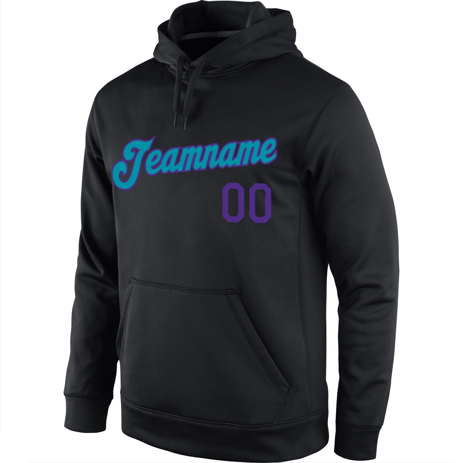 Custom Black Purple-Teal Classic Style Uniform Pullover Fashion Hoodie