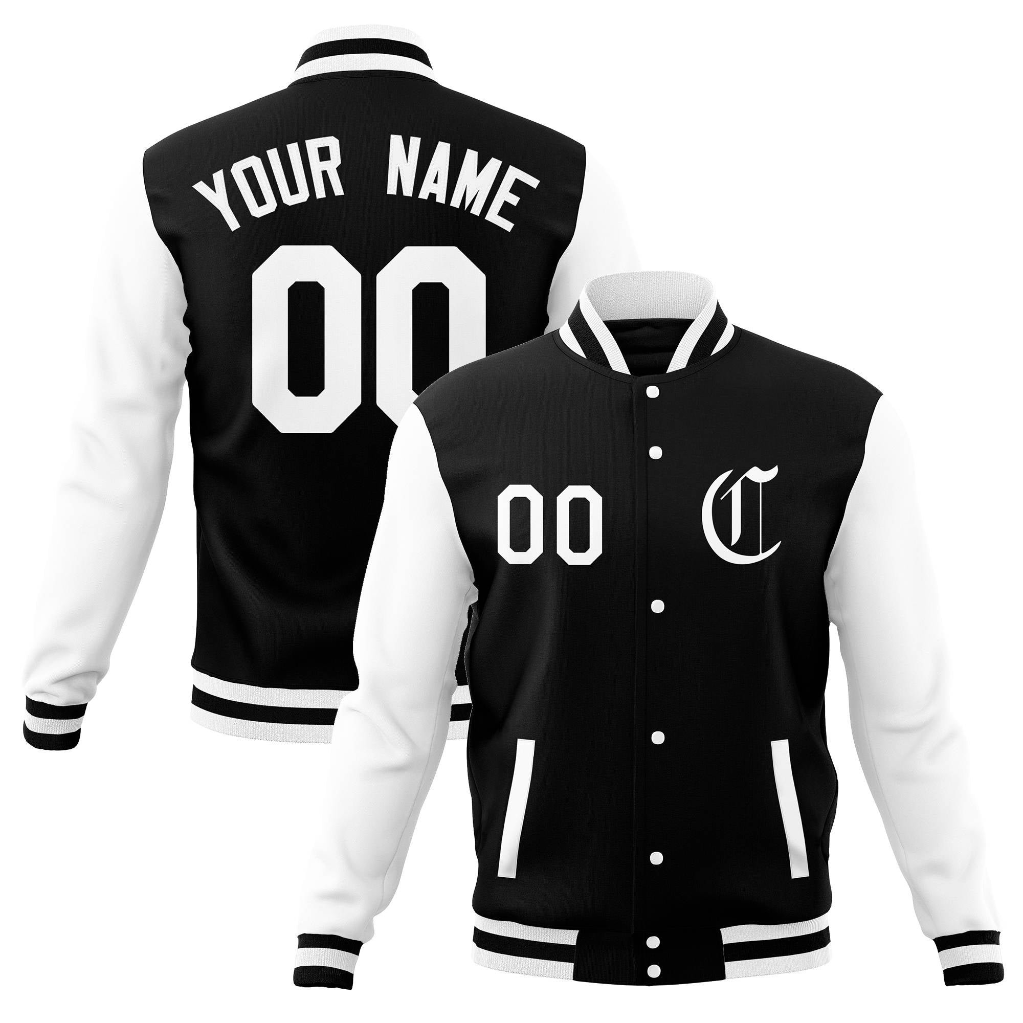 Custom black and white letterman jacket stylish varsity jacket