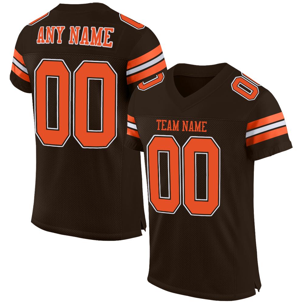 Custom Brown Orange-White Classic Style Mesh Authentic Football Jersey