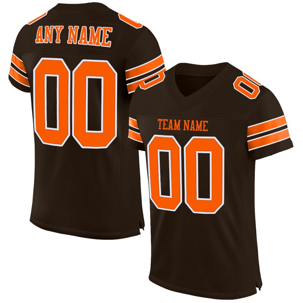 Custom Brown Orange-White Classic Style Mesh Authentic Football Jersey