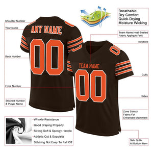 Custom Brown Orange-White Classic Style Mesh Authentic Football Jersey