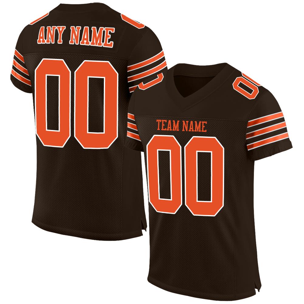 Custom Brown Orange-White Classic Style Mesh Authentic Football Jersey