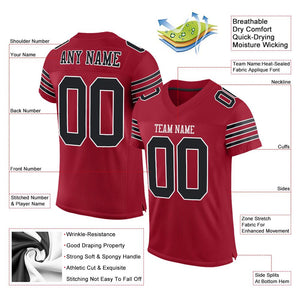 Custom Cardinal Black-White Classic Style Mesh Authentic Football Jersey