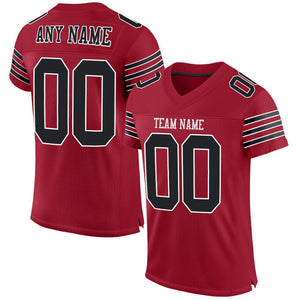 Custom Cardinal Black-White Classic Style Mesh Authentic Football Jersey