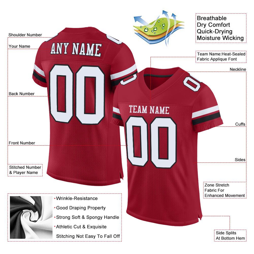 Custom Cardinal White-Black Classic Style Mesh Authentic Football Jersey