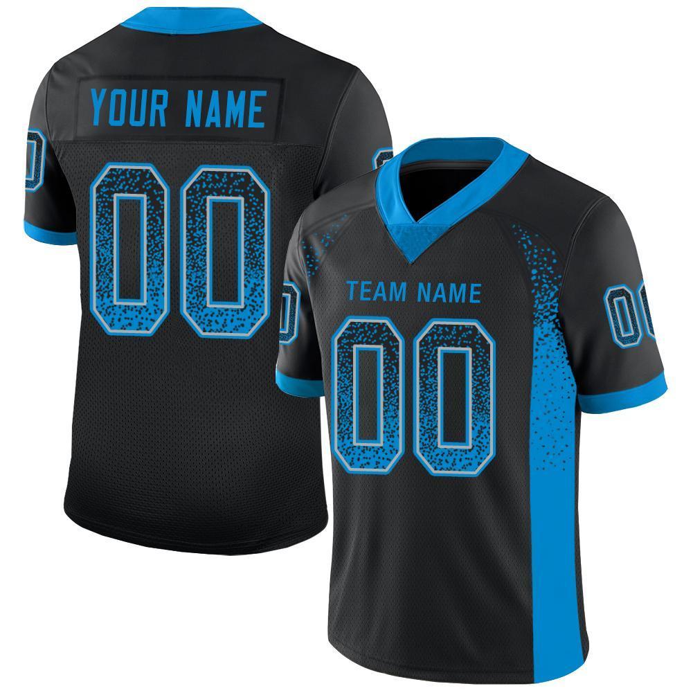 Custom Black Panther Blue-Gray Drift Fashion Mesh Authentic Football Jersey