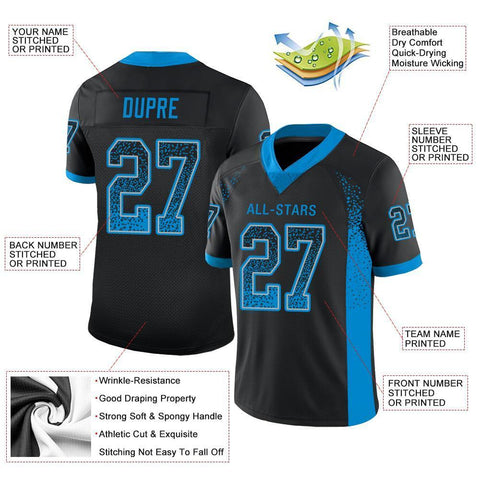 Custom Black Panther Blue-Gray Drift Fashion Mesh Authentic Football Jersey