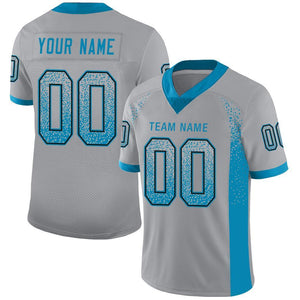 Custom Light Gray Panther Blue-Black Drift Fashion Mesh Authentic Football Jersey