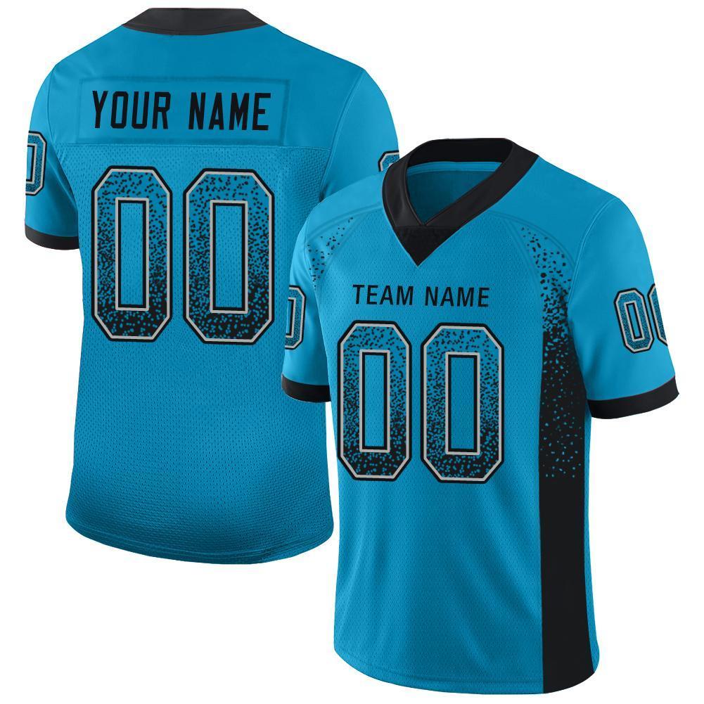 Custom Panther Blue Black-Gray Drift Fashion Mesh Authentic Football Jersey