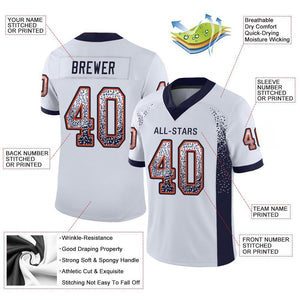 Custom White Navy-Orange Drift Fashion Mesh Authentic Football Jersey