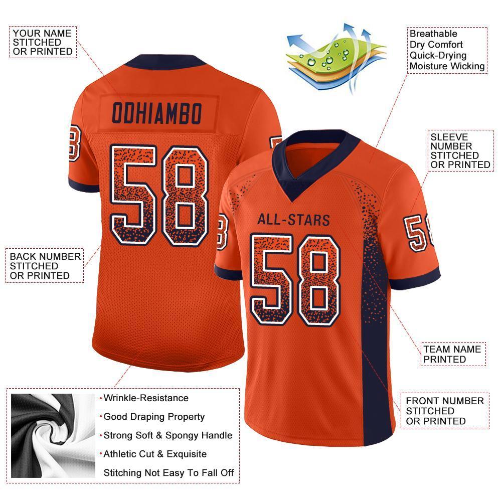 Custom Orange Navy-White Drift Fashion Mesh Authentic Football Jersey