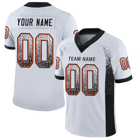 Custom White Black-Orange Drift Fashion Mesh Authentic Football Jersey