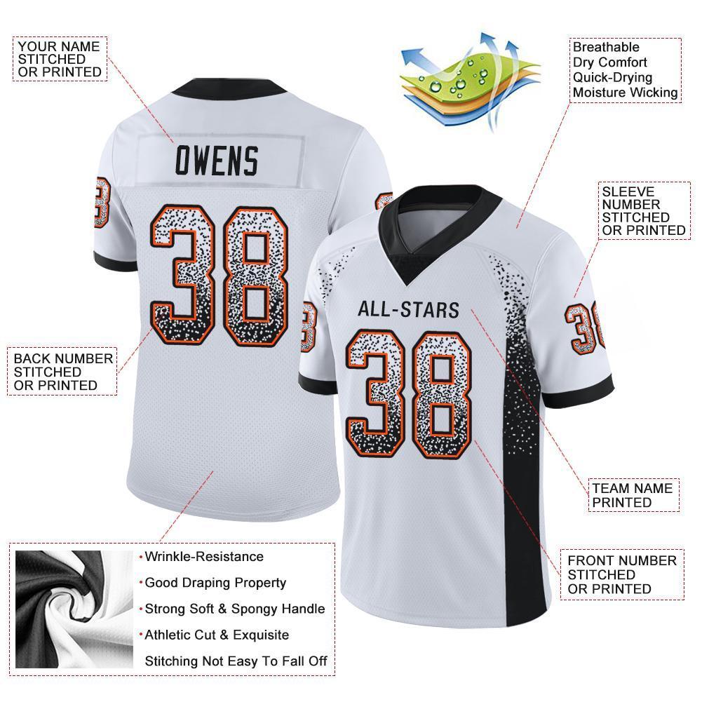 Custom White Black-Orange Drift Fashion Mesh Authentic Football Jersey