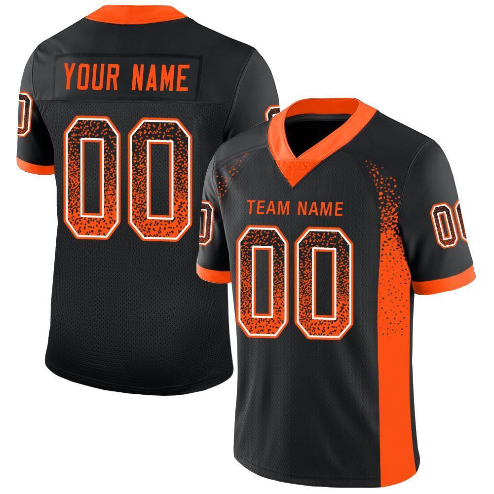 Custom Black Orange-White Drift Fashion Mesh Authentic Football Jersey