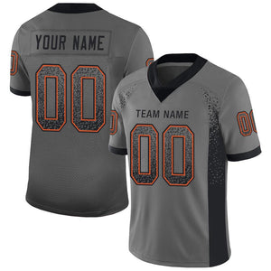 Custom Gray Black-Orange Drift Fashion Mesh Authentic Football Jersey