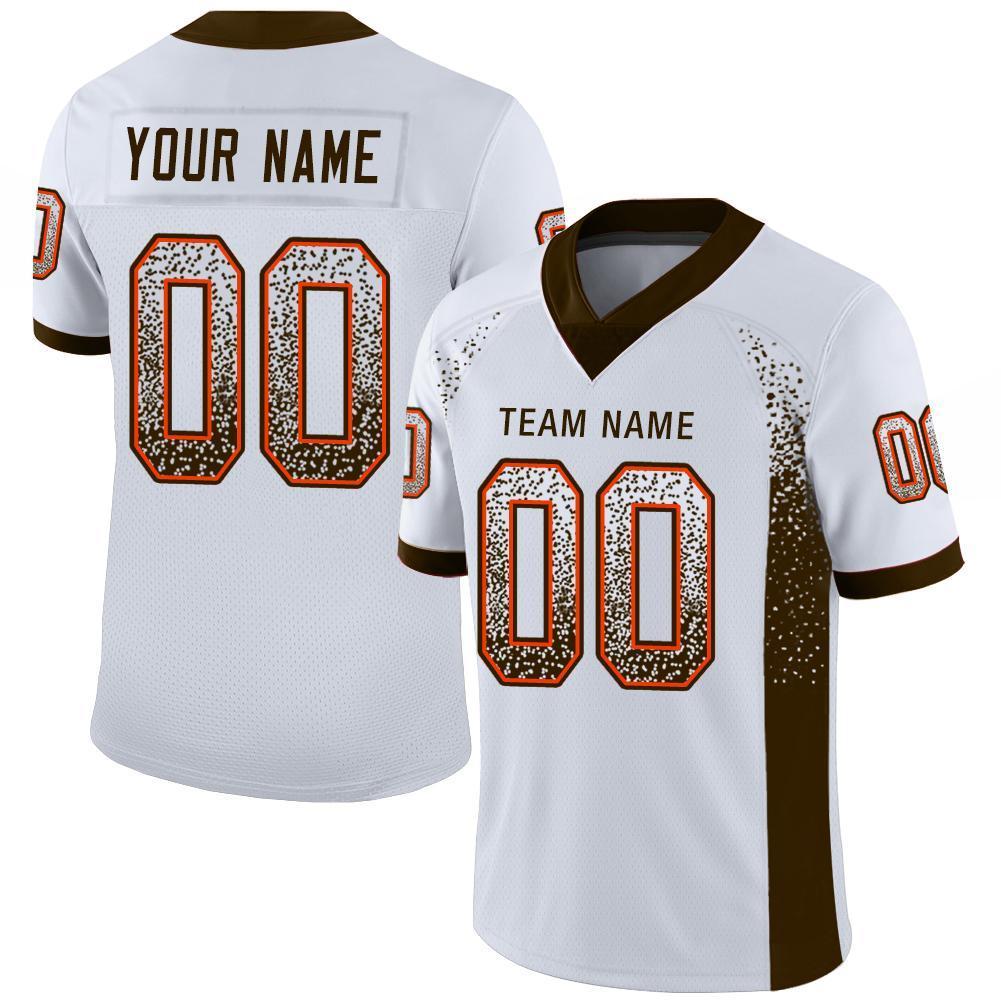 Custom White Brown-Orange Drift Fashion Mesh Authentic Football Jersey